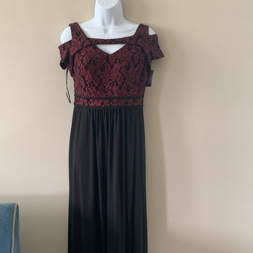 Black & Burgundy fit & flare Dress
